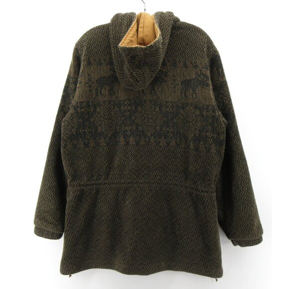 VINTAGE Woolrich Jacket Large Sherpa Fleece Hoodie Reindeer 90s - Picture 7 of 13